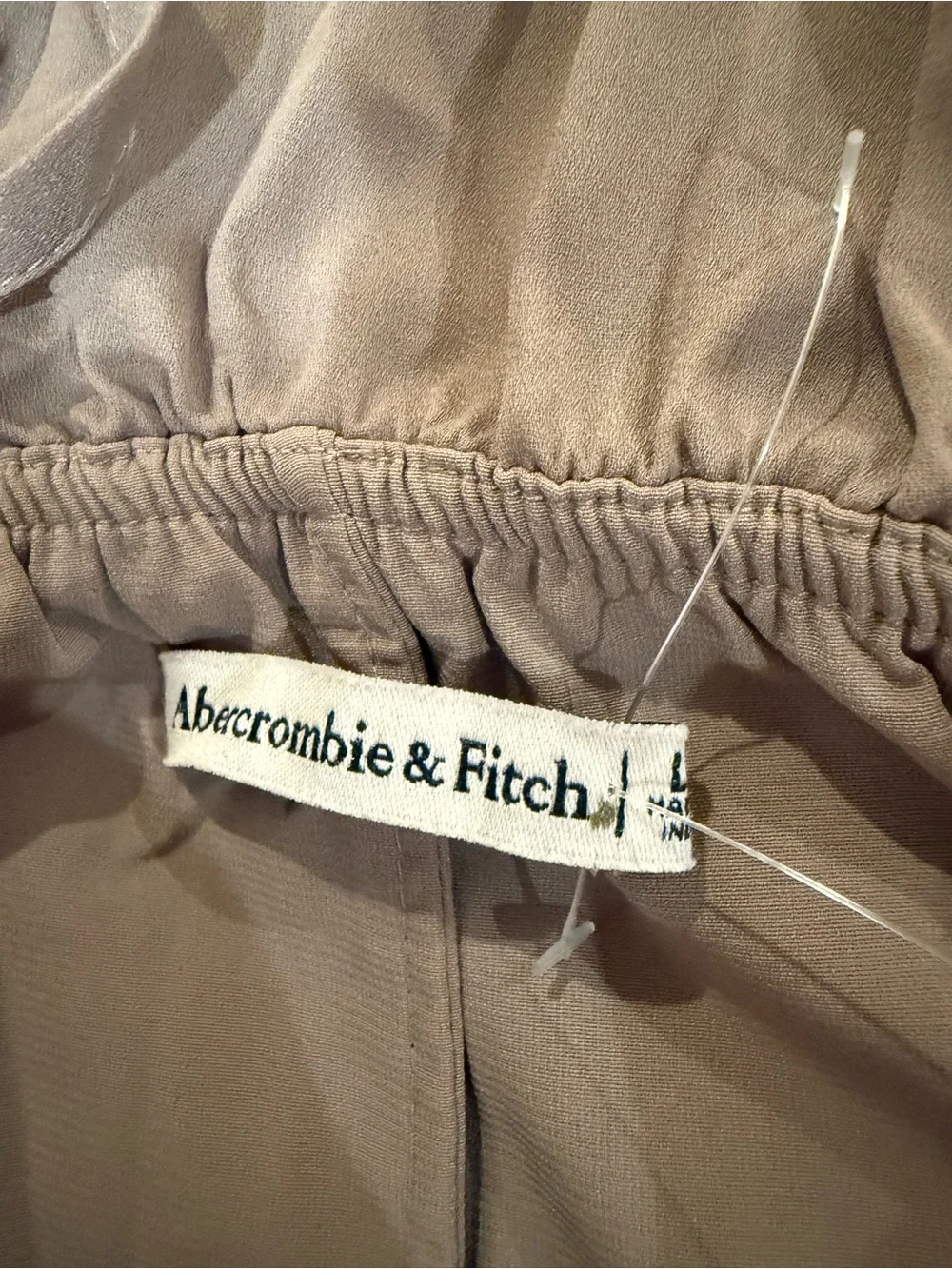 Abercrombie & Fitch Beige Ruffle-Trim Maxi Dress
